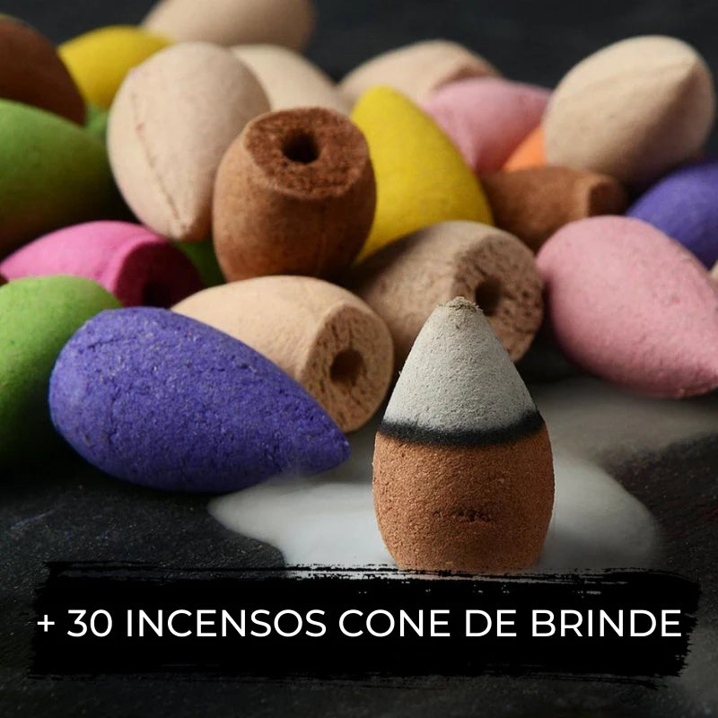 INCENSÁRIO ZEN BAMBOO™ + 20 INCENSOS DE BRINDE